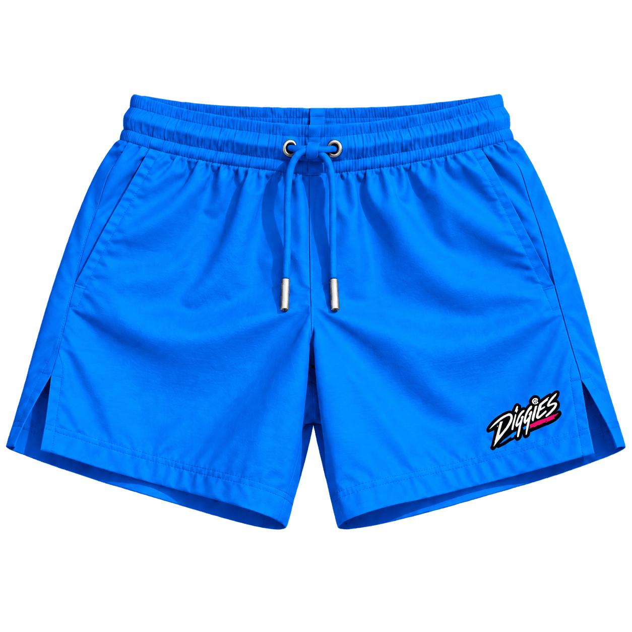 Blue Diggies beach-volleyball performance shorts, front view