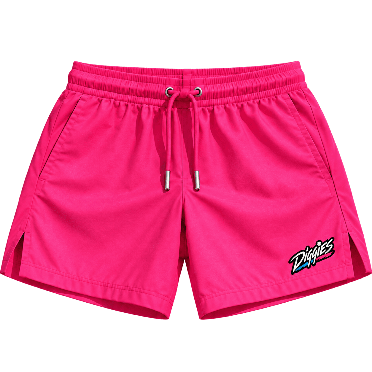 Pink Diggies beach-volleyball performance shorts, front view